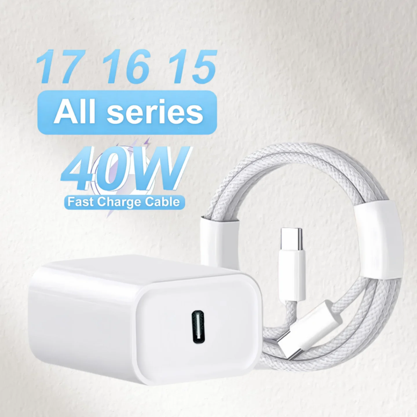 อะแดปเตอร์ชาร์จเร็ว PD 40W USB-C สำหรับ iPhone 15 Pro Max และอื่นๆ
