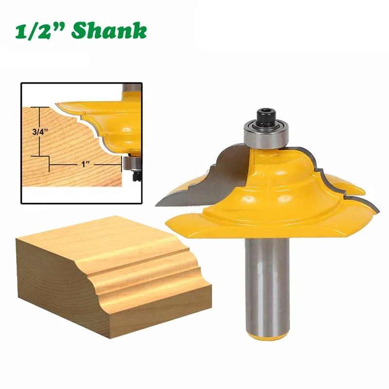 

1PC 1/2" 12.7MM Shank Milling Cutter Wood Carving Table Edge Router Bit French Baroque Line Woodworking Milling Cutter for Wood