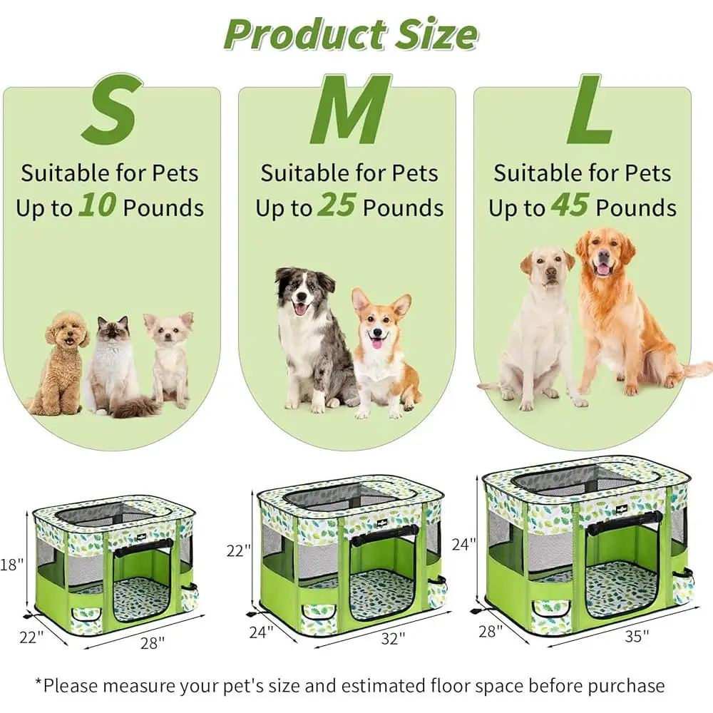 Foldable Dog Playpen Portable Cat Crate Zipper Shade Cover Outdoor Indoor Exercise Kennel Easy Setup Lightweight Secure Space