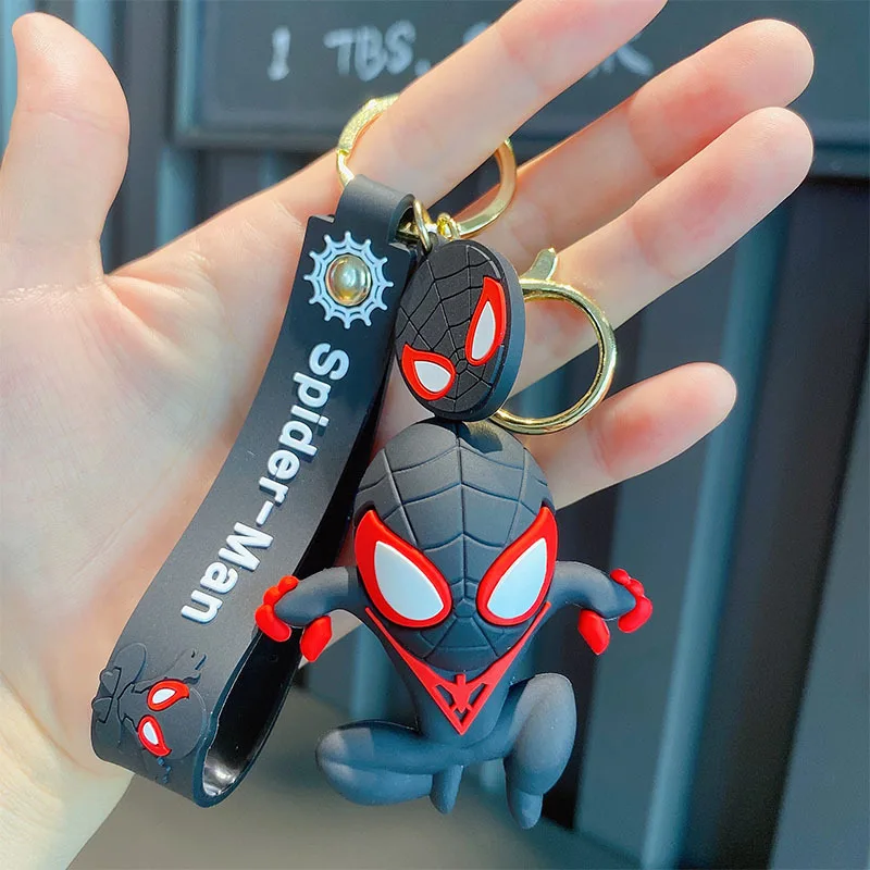 Disney Spiderman Keychain Cartoon Cute Spider-Man Figure Keyrings Trendy  Jewelry Car Key Holder Pendant for Boy Girl Kids Gifts