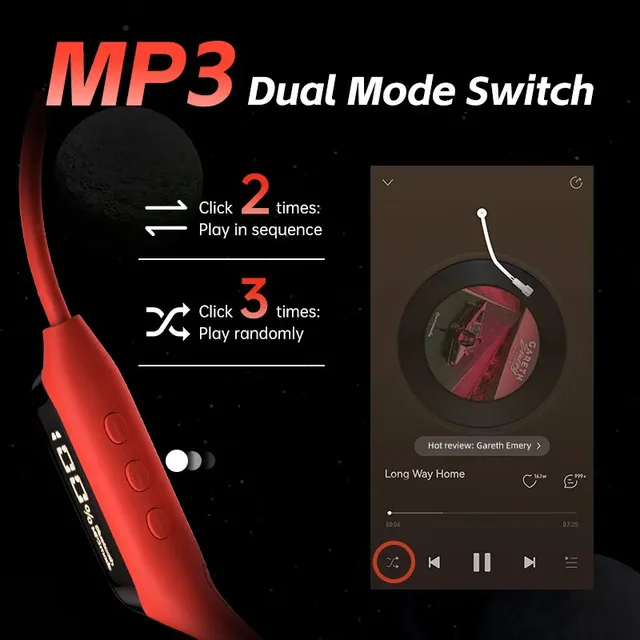 POLVCD S10 Open Bone Transmission Bluetooth 5.4 Earphones 32GB Memory LED Display Swimming Earbuds 5