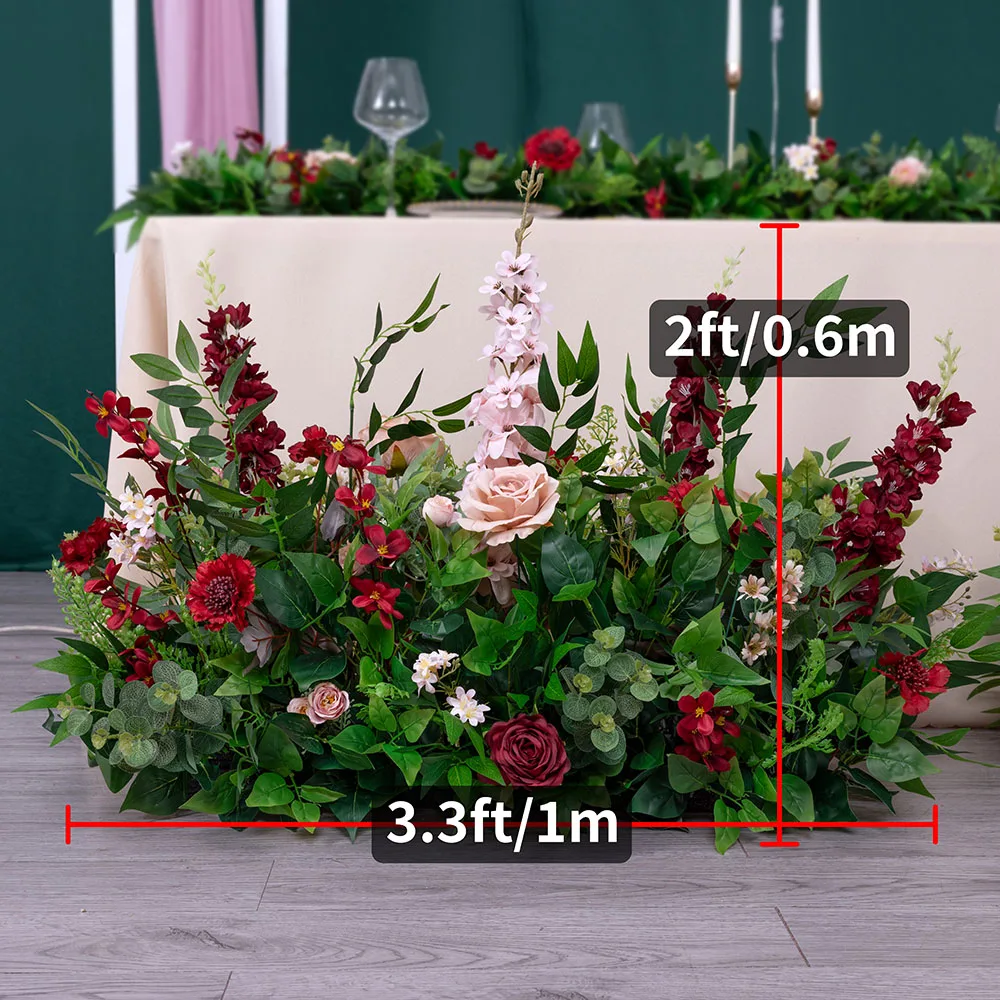Centre De Fleurs Artificielles Rond Blanc & Rouge 40x40x40 Cm - Pour Cimetière, Mariage, Église - Avec Roses & Dahlias