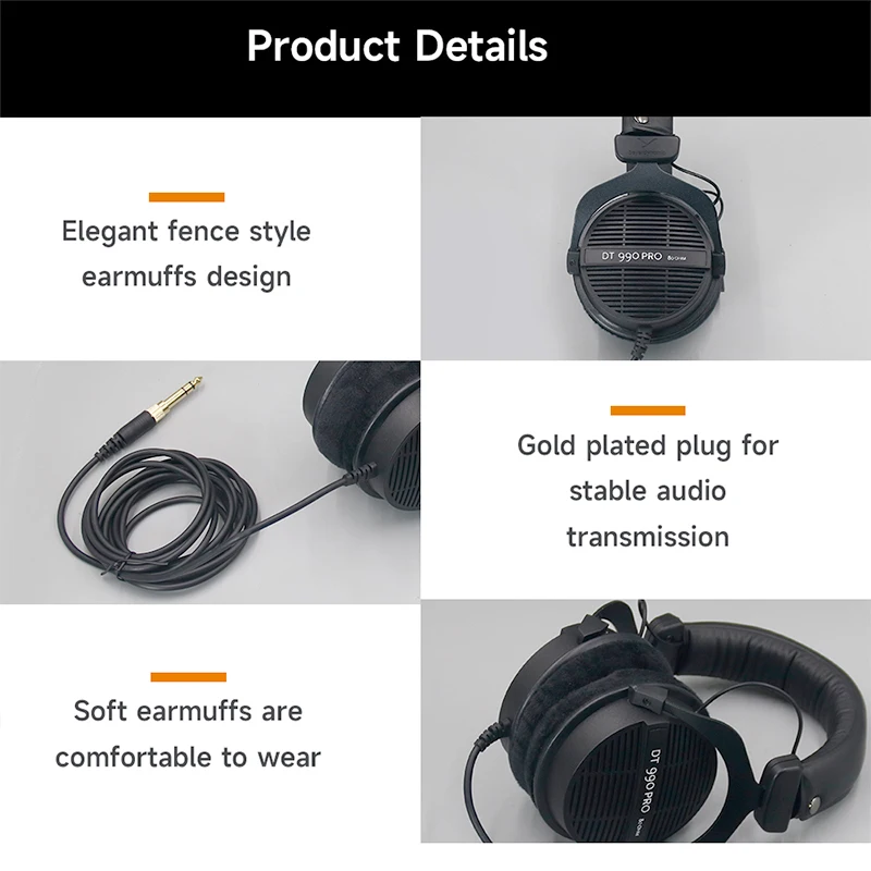 Beyerdynamic DT990 PRO Studio Headphones Open-Back 250 Ohm Professional Monitor Headset with Velvet Earpads  for Recording 4