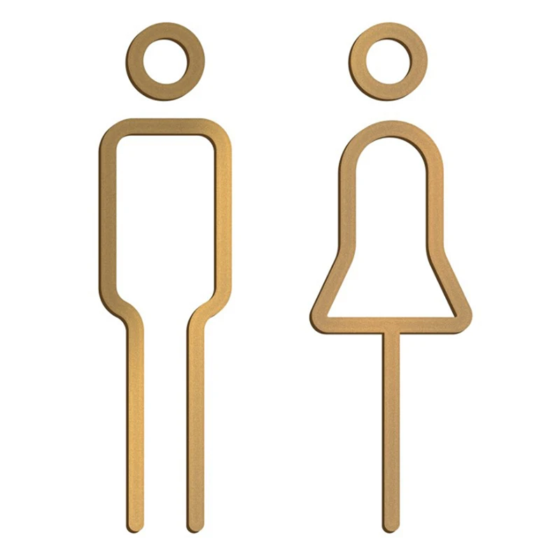 Black Gold Color Toilet Sign Plate Brass Wash Room Door Wall Label Sticker Wc Holder Signage Board