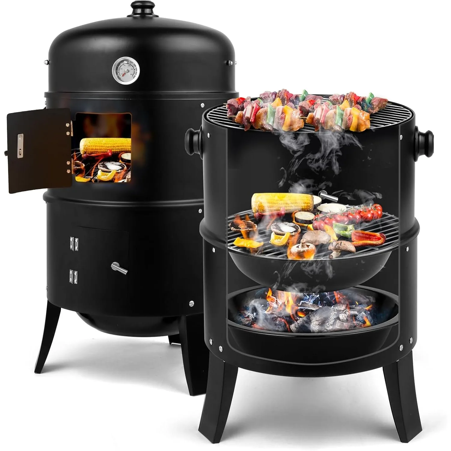 Vertical 17 Inch Charcoal BBQ Smoker 1