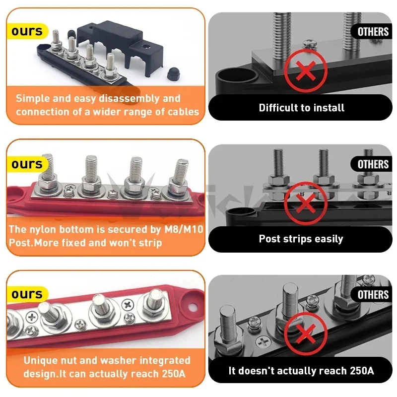 2X DC 12V-48V Sammelschienen Verteilerblock 300A M10 BusBar Box für Auto RV Boat EUR 16,49