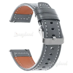 Elegant Black Leather Quick Release Watch Band - Universal Smartwatch Strap Accessory - 22mm (Grey)