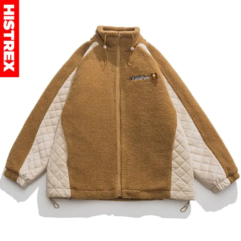 

HISTREX Brand Jacket Parkas Men Winter Thick Lambswool Parkas Harajuku Patchwork Warm Padded Coat Man Women Cotton Parka Jackets