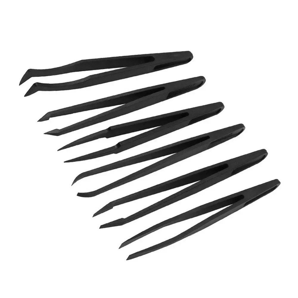 Precision Tweezers ESD Anti Static Tweezers Tweezer Tool Plastic Precision Tweezers Set Upgraded Anti-Static Curved Tweezers for Electronics Laboratory Work Jewelry