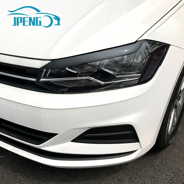 Fit für volkswagen vw zubehör polo mk6 2019 vordere scheinwerfer  augenbrauen lid leiste abs ruß - AliExpress