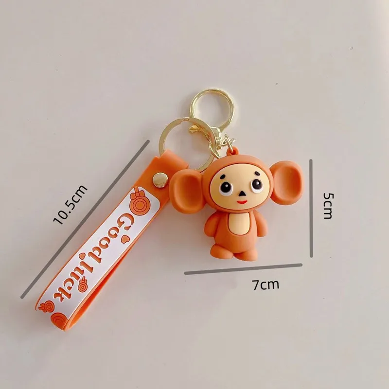 Movie Cheburashka Monkey Keychain Cute Silica Gel Backpack Pendant Cosplay Animal Keyring Pendant Key Chains Prop Xmas Gift