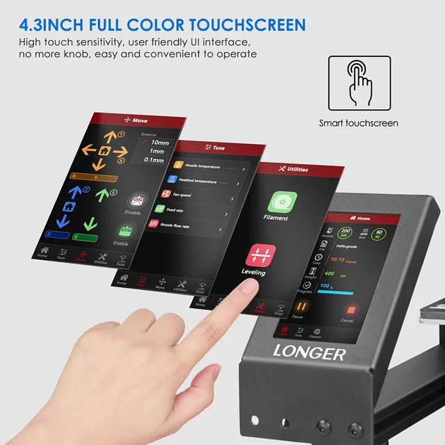 Stampante 3D LONGER LK5 Pro | Area Di Stampa 30x30x40 Cm | Touch Screen 4.3" | Open Source | Per Modelli Grandi