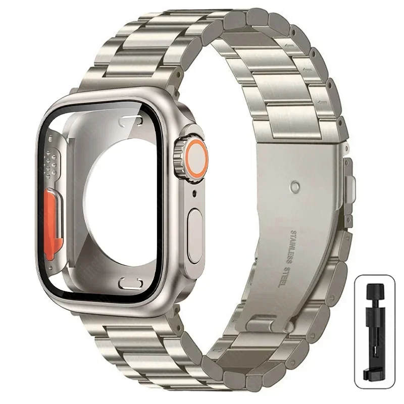 Premium Stainless Steel Watch Strap with Ultra Protective Case