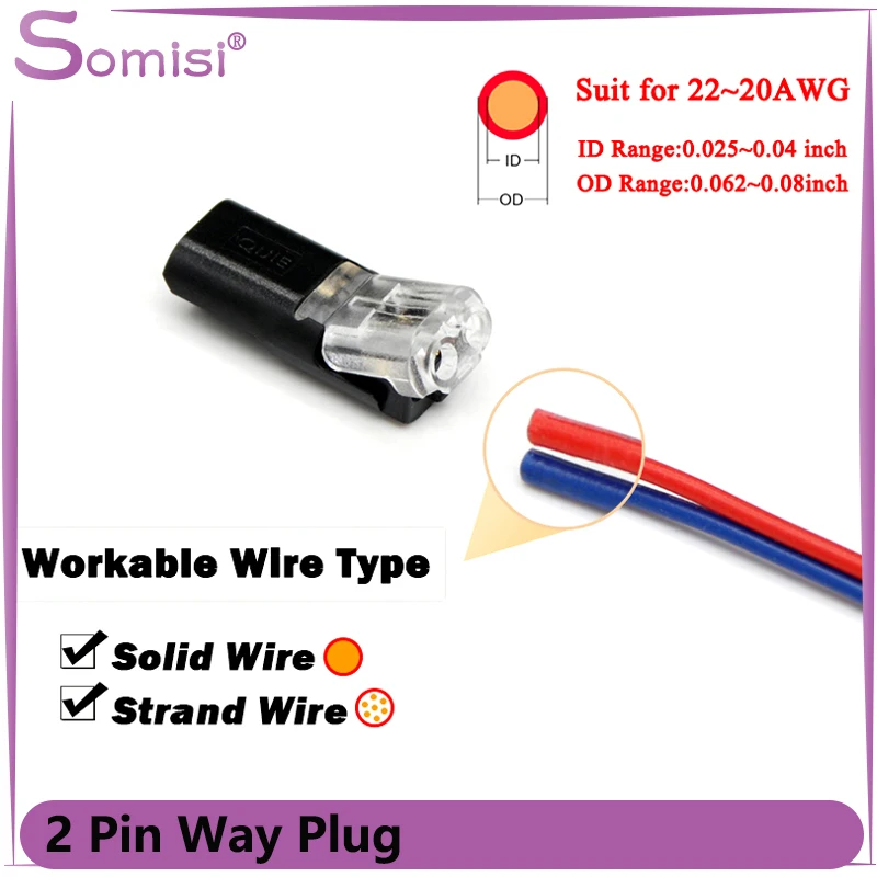 

10/20/30/50pcs 2 Pin Way Plug Car Waterproof Electrical Wire Terminal Connector Wire Cable Automotive 22-20AWG LED Car Connector