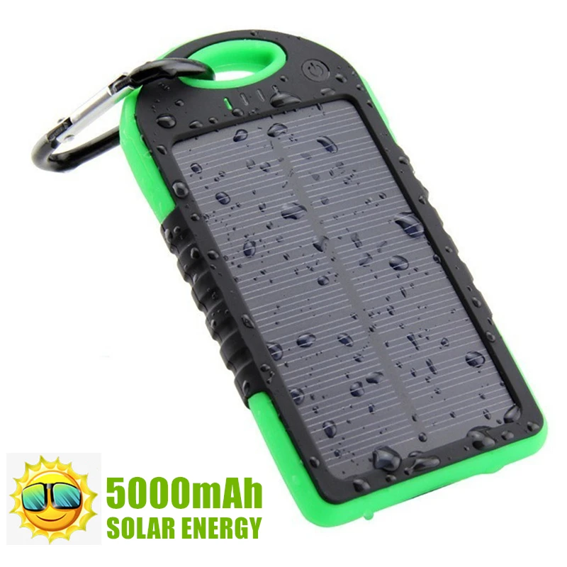 Solar Energy Portable Charger Power Bank 5000mAh External Battery Double USB Life Waterproof Powerbank For iPhone Xiaomi Samsung