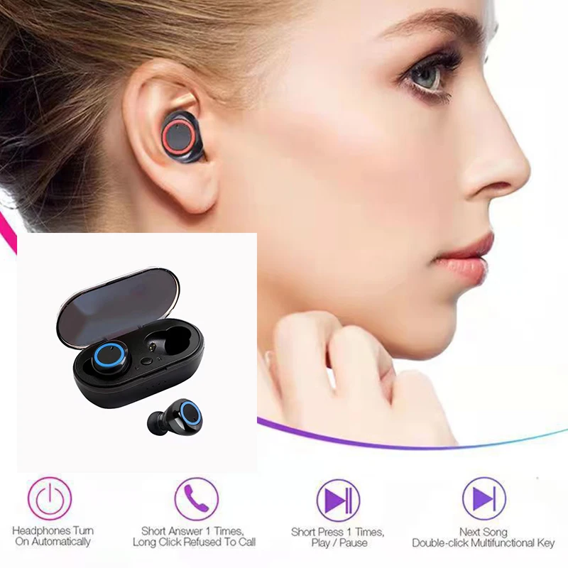 

Outdoor Wireless Earphones Touch Control BT5.0 Bluetooth Life Waterproof In-ear Earbuds Headset