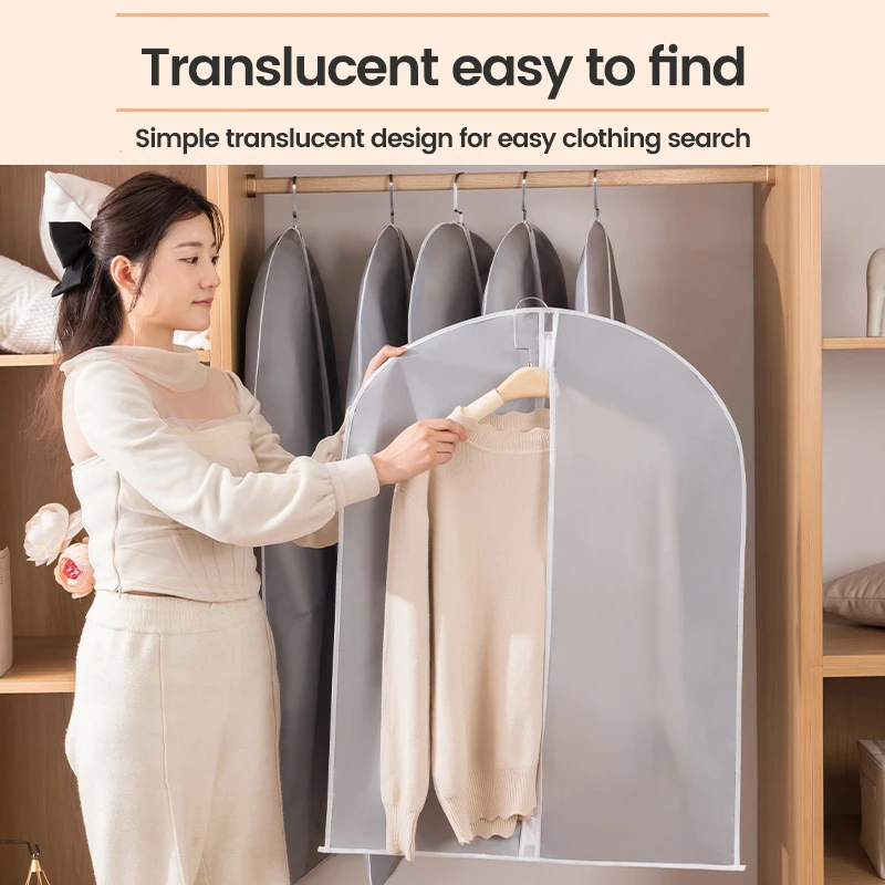 New Dust-Proof Moisture Proof Clothing Dust Cover Grey Dress Waterproof for Garment Suit Protector Organizer Wardrobe Storage