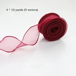 Elegant Chiffon Silk Ribbon for Crafting and Decoration (10 Yards/Roll) (Red)