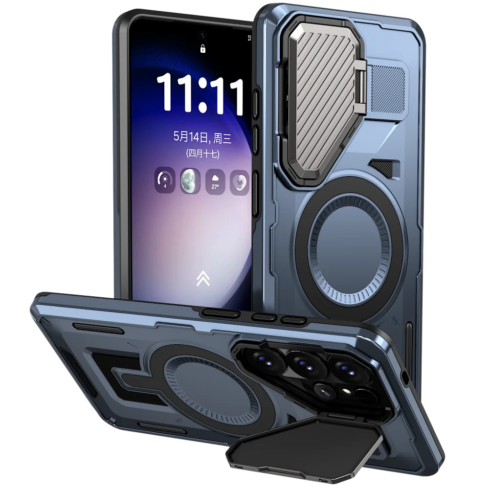 Durable Magnetic Protective Case with Lens Stand Holder