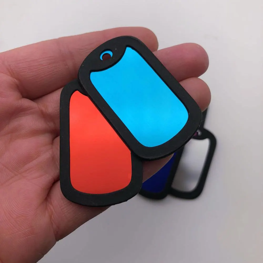 

Wholesale 100 Pcs Man Military ID Tag Personalized Dog ID Tag Silencer Customized Custom Engraved Cat Pet Name Phone Aluminum