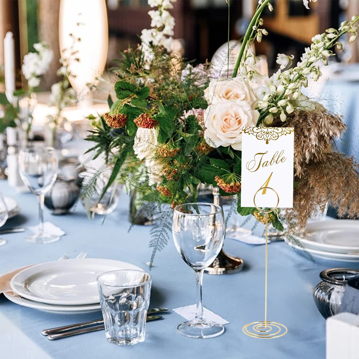 12Pcs Table Number Holders, 8.66inch Place Card Holders, Portable Round Shape Wire Picture Holders