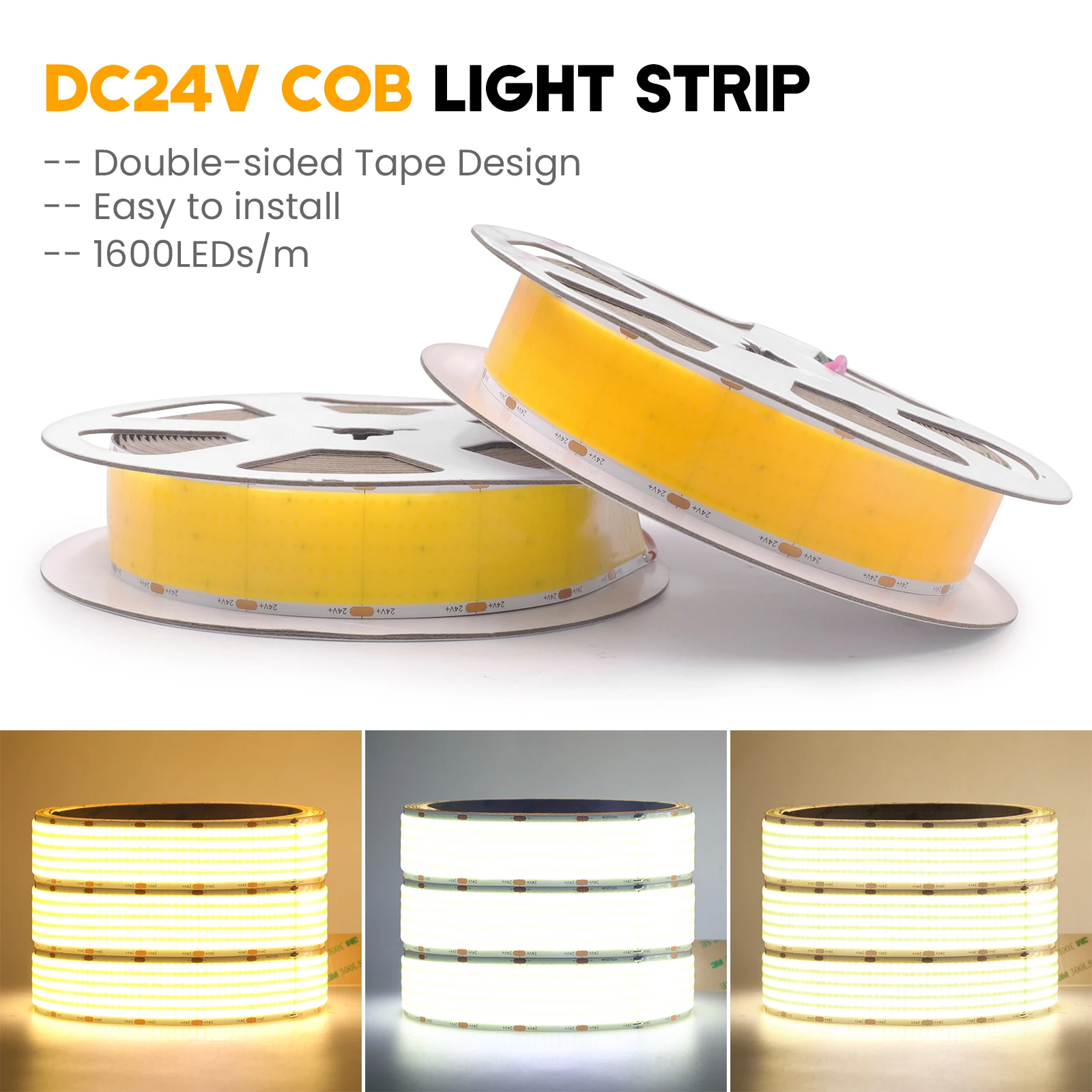 Description Picture 2 of itemUltra Bright COB LED Strip 24V 1600LEDs/m High Density Flexible Dimmable LED Light 30mm PCB Width COB Strip 3000K 4000K 6000K
