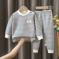 Children's Clothing Autumn  Winter Warm Clothes Girls' Long Sleeved Top with Plush Bottom Baby Boys' Top and Pants Set 3