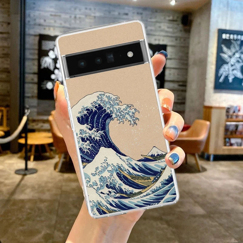 Fashionable Blue Wave Soft Clear TPU Transparent Phone Case