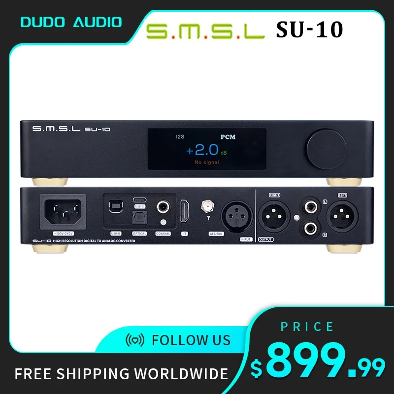 

SMSL SU-10 MQA Decoder Support MQA-CD Dual ES9038PRO Hi-Res Audio DAC 32Bit/768kHz DSD512 Support LDAC,Aptx/HD,SBC,AAC SU10 DAC