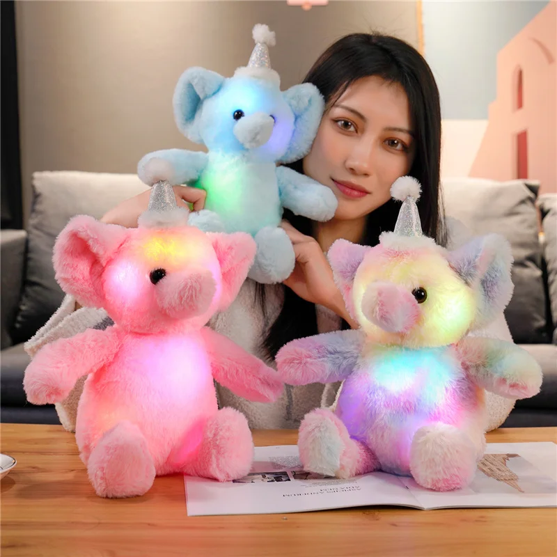 30cm Luminous Plush Toys Light Up Led Colorful Glowing Elephant Stuffed