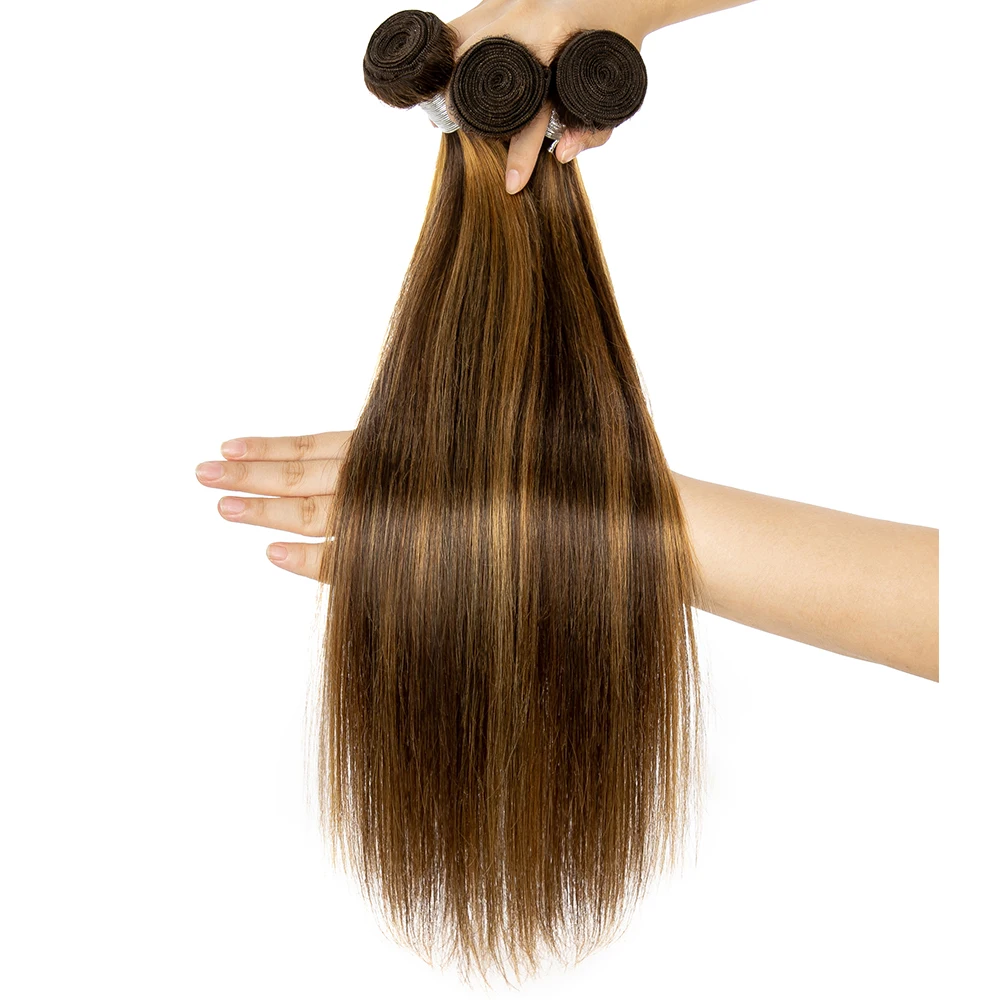 1/3/4 Bundles Brazilian Human Hair Bundles Highlight Straight Human Hair Remy Ombre Color Weaving