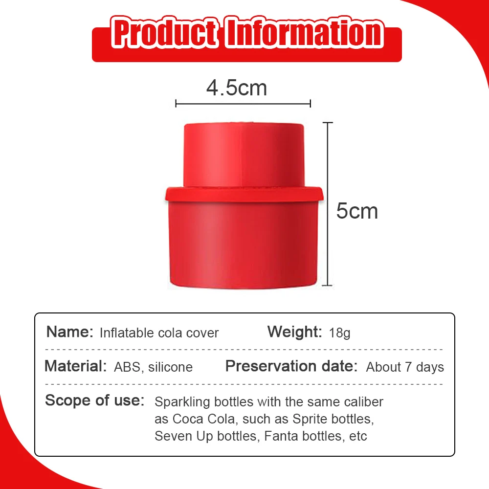 1/2Pcs New Bottle Stopper Inflatable Airtight Soda Cap Frizzy Drink Sealer Caps Reusable Bottle Pump Cover Carbonation Keeper