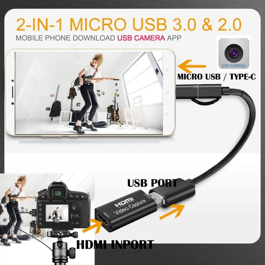 4K USB Video Capture Card with HDMI for Game Streaming and Recording