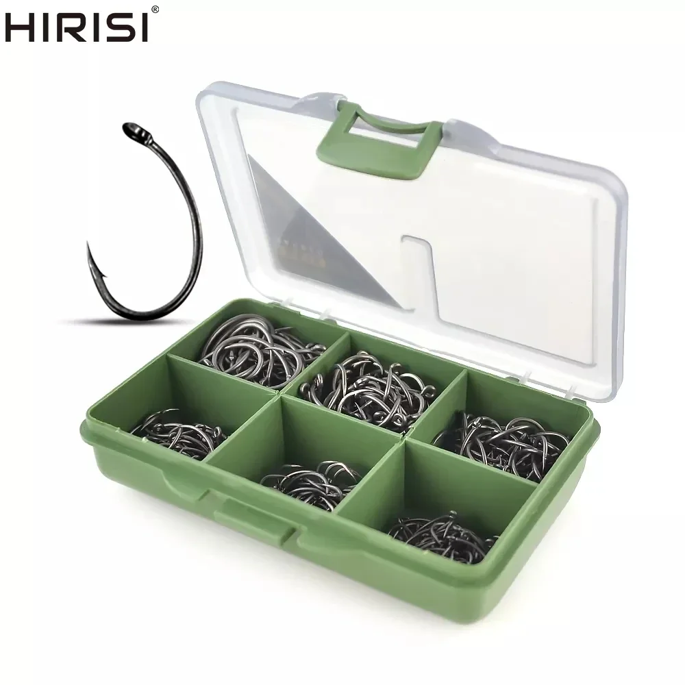 

300pcs Carp Fishing PTFE Coated Hook High Carbon Stainless Steel Barbed Fish Eyed Hooks With Box Fishing Accessories X612