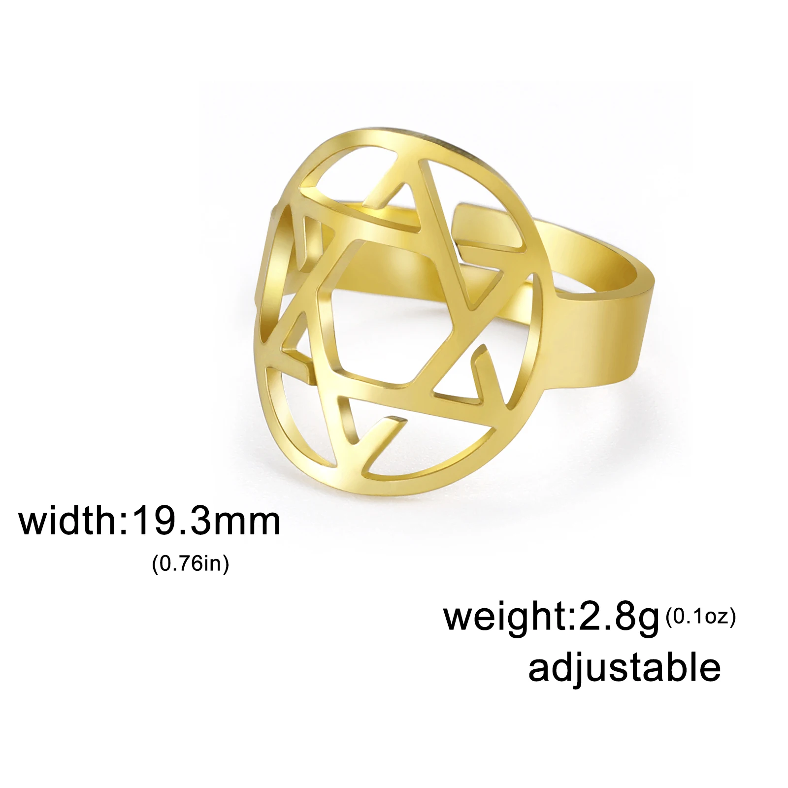 Stainless Steel Star Of David Ring - 8mm Wide, Jewish Symbol Ring For Men & Women (Size 6-13)