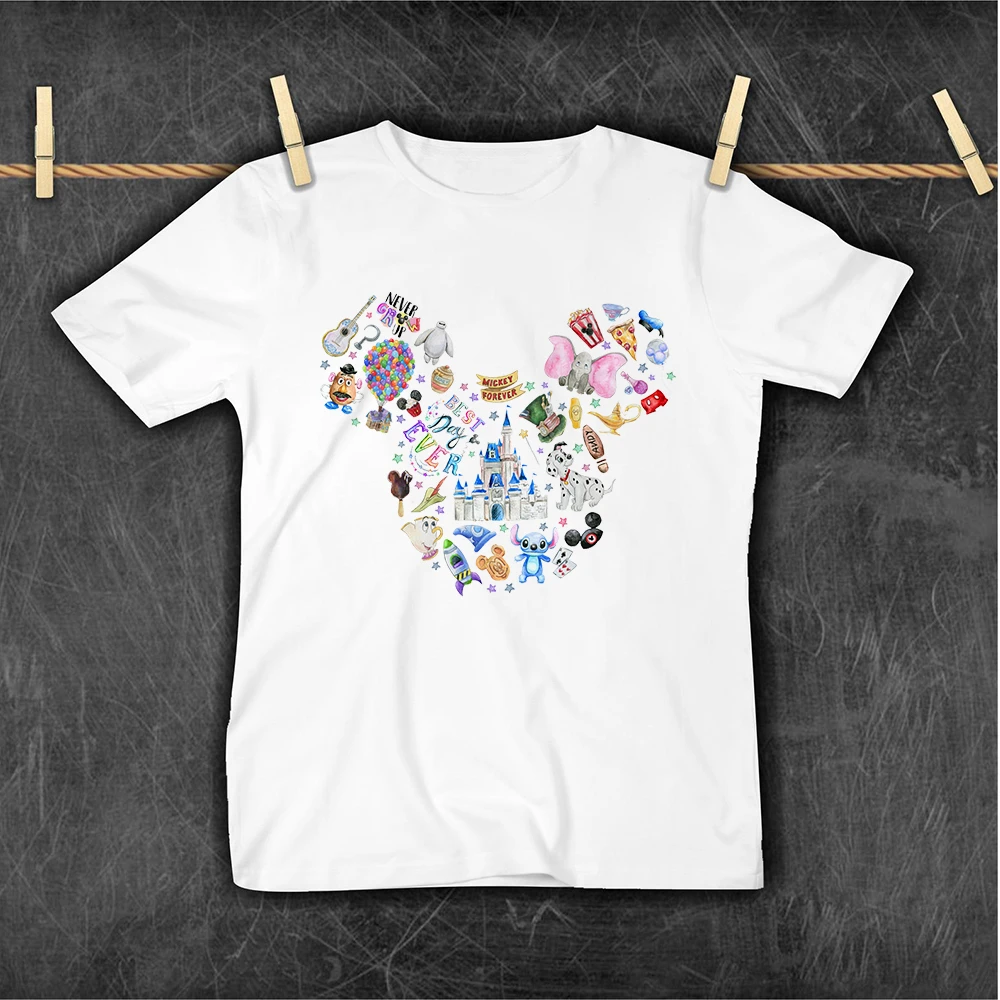 Disney Kids T Shirts Summer New 3 8t Size Short Sleeve White Child T Shirt Mickey Mouse Head Print Round Neck Comfy Tops Clothes Aliexpress