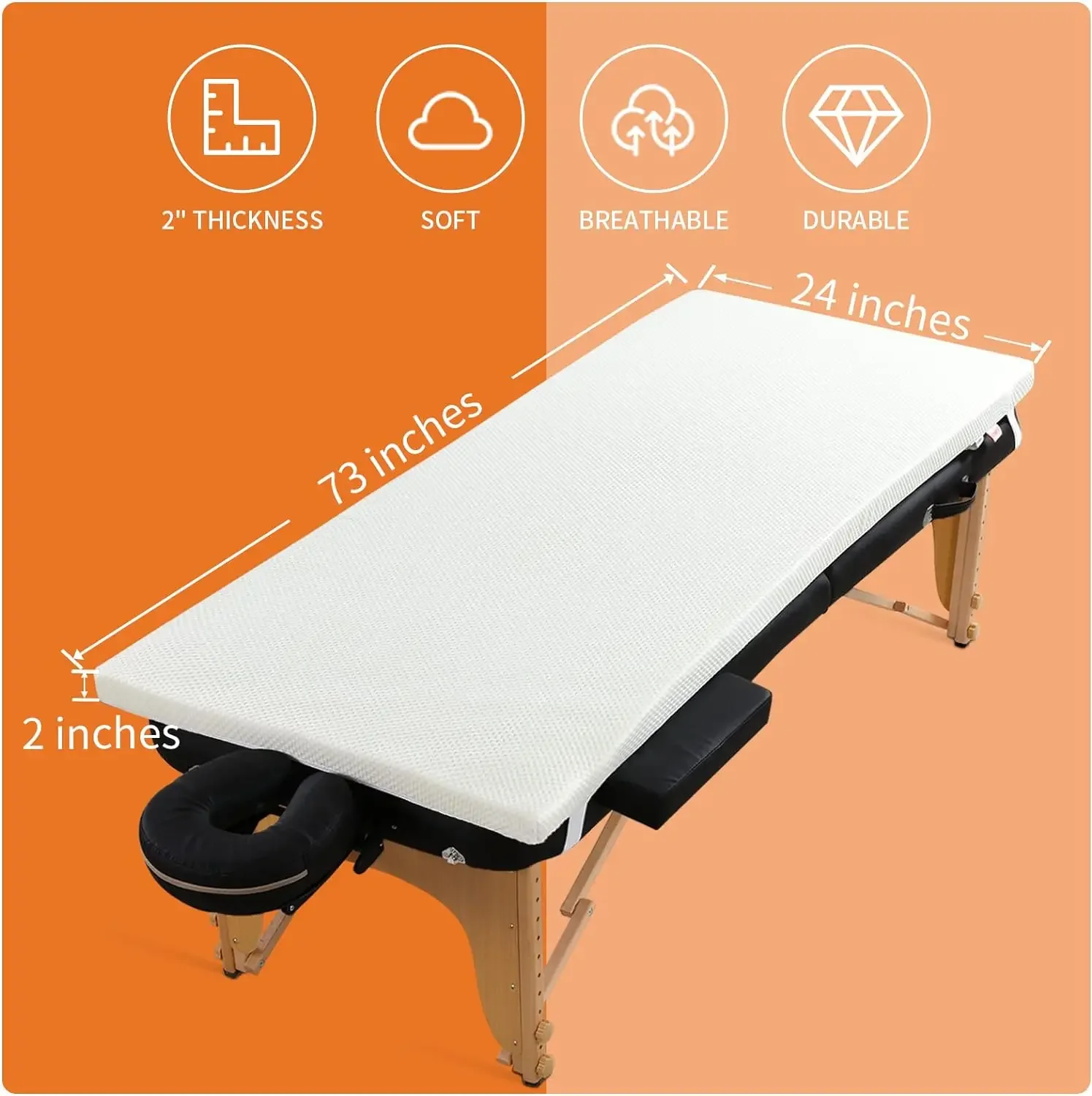 Memory Foam Massage Bed Mattress Topper with Elastic Bands, Non-Slip Lash Bed Cushion Only (Bed Not Included)