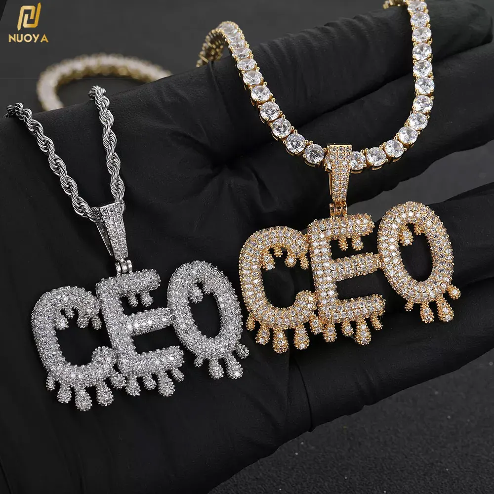 Custom Letter Necklace Men and Women 18K Gold Iced CZ Charm Pendant Personalized Hip Hop Jewelry DIY Bling Initial Name Pendant