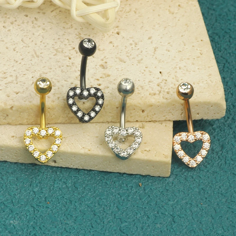 Cute Heart Belly Button Ring Navel Piercing Ring Bunny Belly Button Piercing Ring Rabbit Jewelry Kitty Cartoon Umbilical Pircing