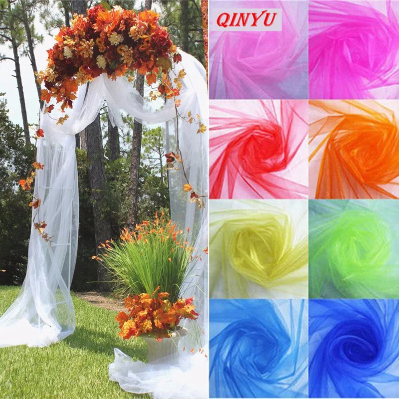 115M Tulle Roll Sheer Crystal Organza Fabric Birthday Event Party Wedding Decor