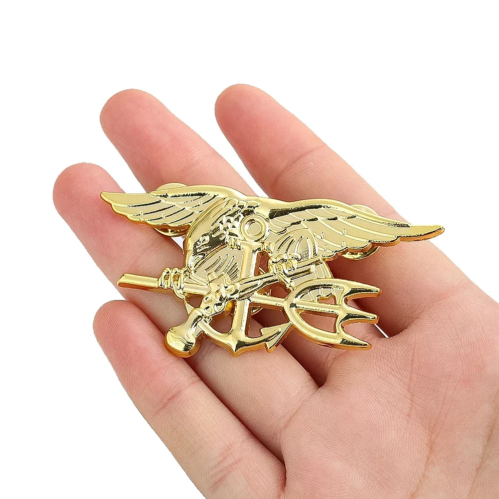 USA SEAL Cosplay Navy Commando Bald Eagle Poseidon Trident Zinc Alloy Brooch Military  Badges Pins DIY Anchor Ocean Warrior