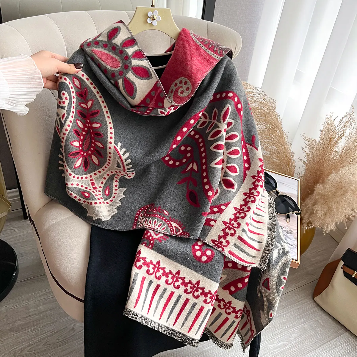 Winter Cashmere Scarf for Women Paisley Shawl Wrap Female Pashmina Luxury Brand Poncho Thick Blanket Warm Bufanda Echarpe Femme
