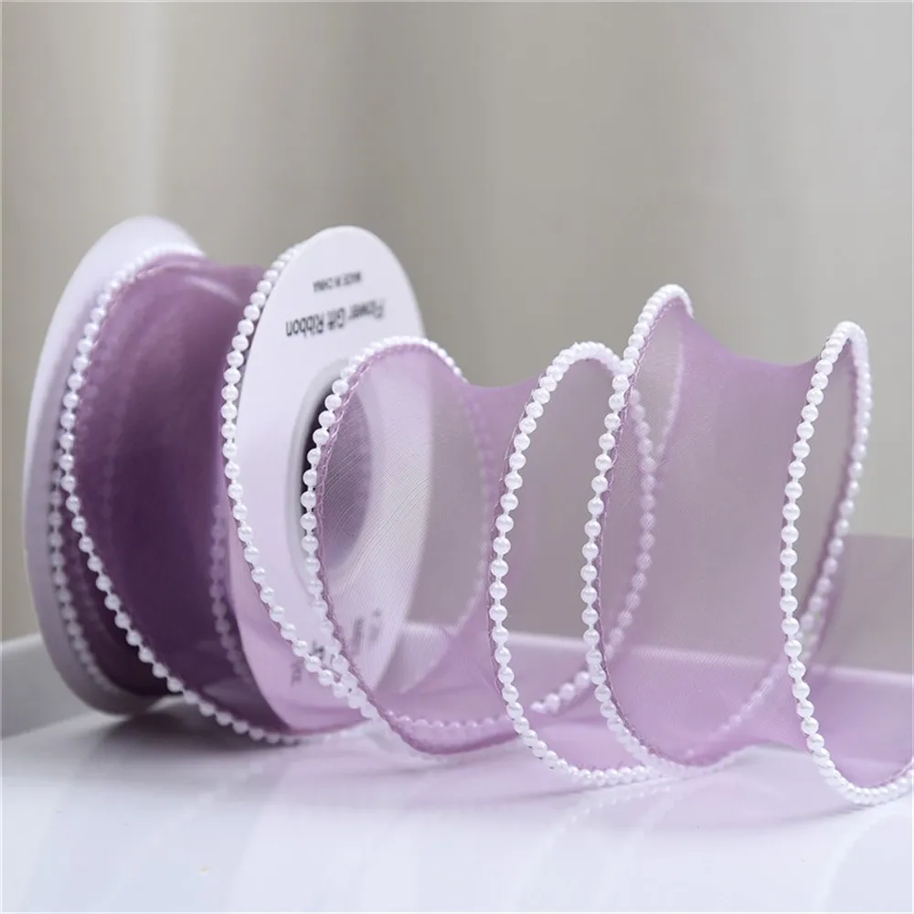 Organzaband mit Perlen, gewellter Rand, für Blumenstrauß, Geschenke, Verpackung, Hochzeit, Party, Dekoration, Nähzubehör, DIY-Handwerk – Detail 5