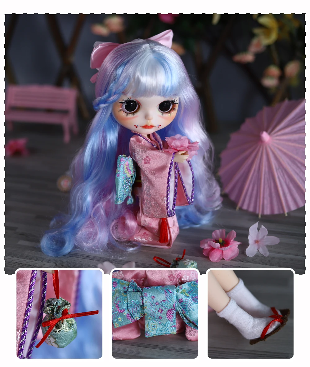 Jenny - Premium Custom Neo Blythe Doll le falt ioma-dath, craiceann geal & aghaidh grinn matte 8