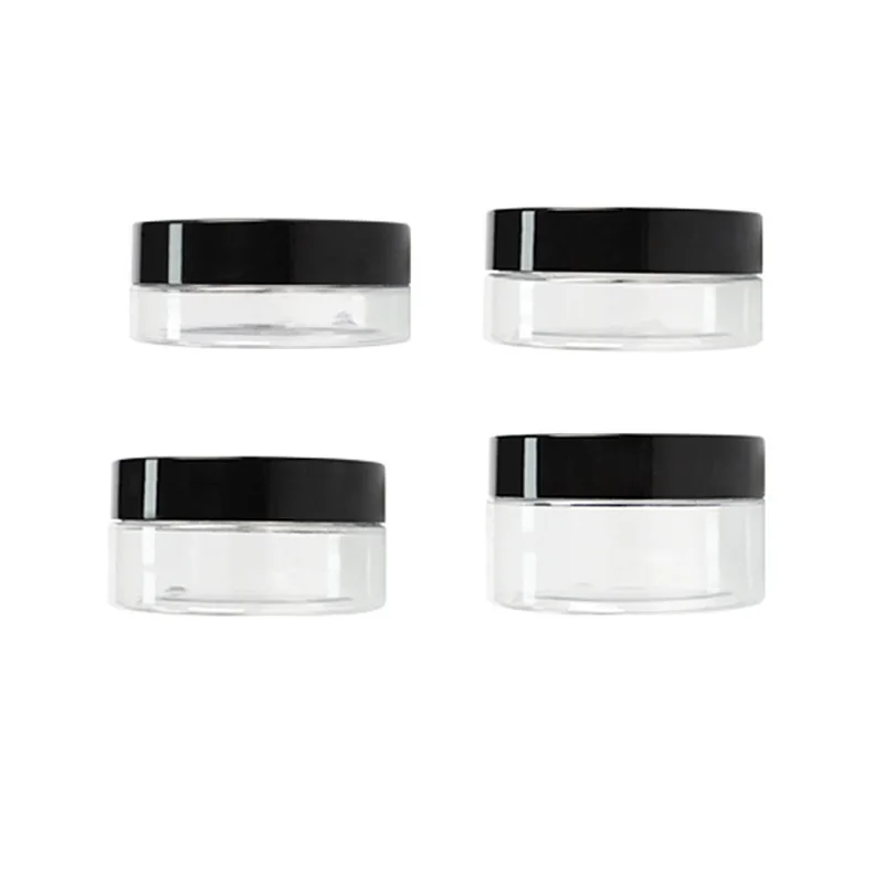 

50Pcs Clear Packing Jar 68Dia. Cosmetic Container Black Lid 50g 60g 80g 100g Portable Refillable Bottle Empty Plastic Cream Jar