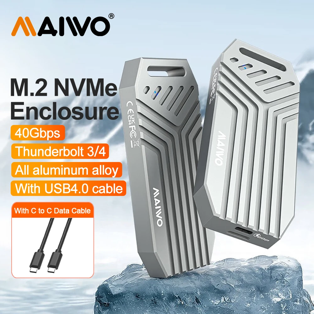 Maiwo-nvme Case para Macbook Laptop e Iphone 15 Usb 4.0 Tipo-c Box Compatível com Thunderbolt e Ssd M.2 40gbps