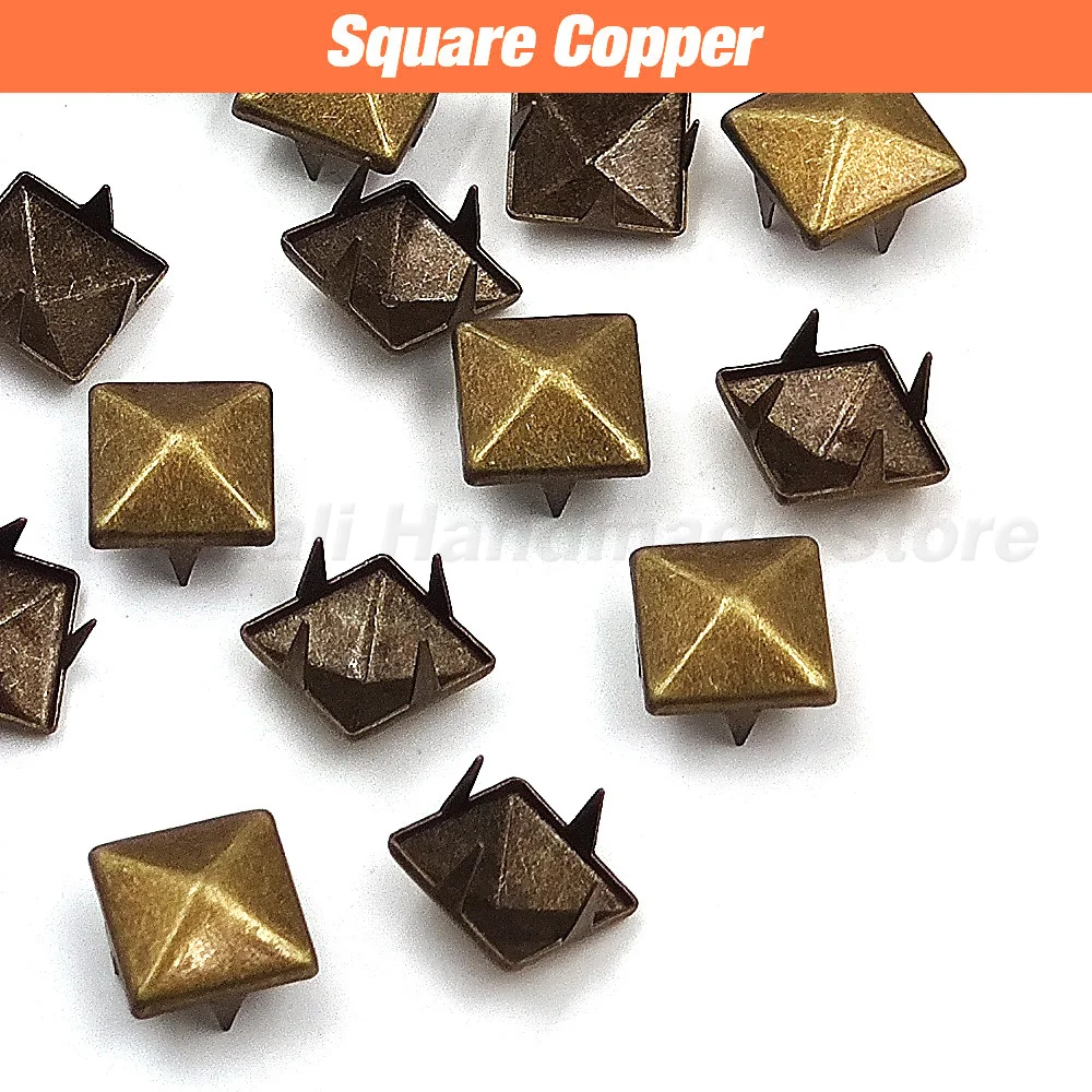 Metal Spike Rivets Square/Round Studs Punk Rock Leather Craft For Clothes/Shoes/Bags/Belt/Bracelets DIY 100Pcs