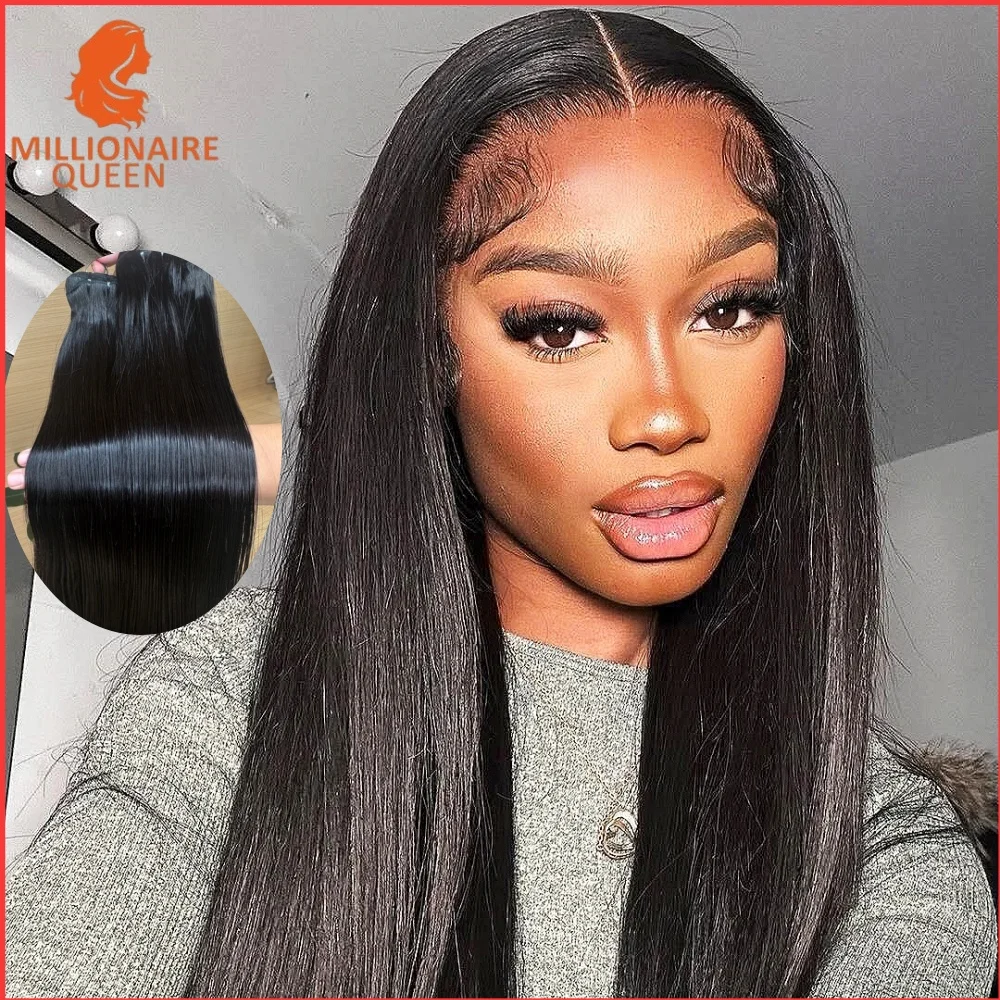 Ciocche di Capelli Umani Vergini 100% Non Trattati, Doppia Trama, Lisci, Millionaire Queen, 120g/1 Pezzo, Estensioni per Capelli per Donne - immagine 2