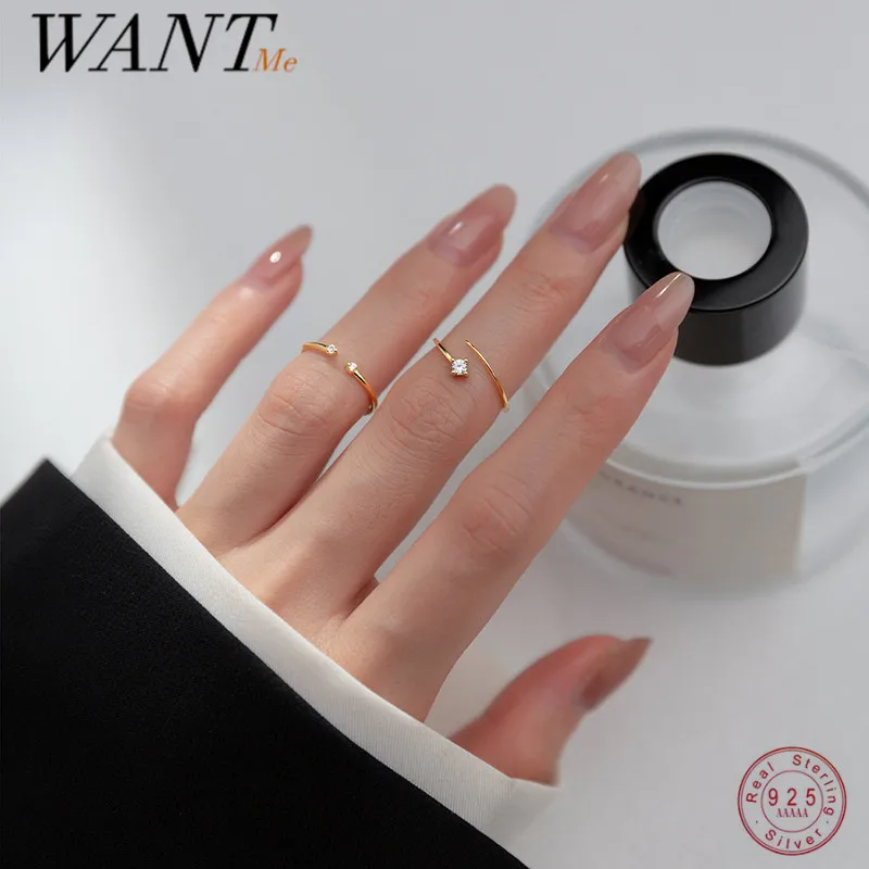 Women Silver Ring Gold Plated Silver Ring 925 Sterling Silver Zircon Finger Ring