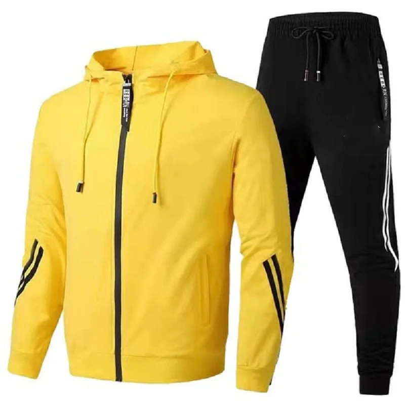 Fashion Men's Jacket Suits Autumn Winter Zipper Design Coat and Sweatpant 2 Pcs Sets Casual Outdoor Male Fleece Warm Tracksuit